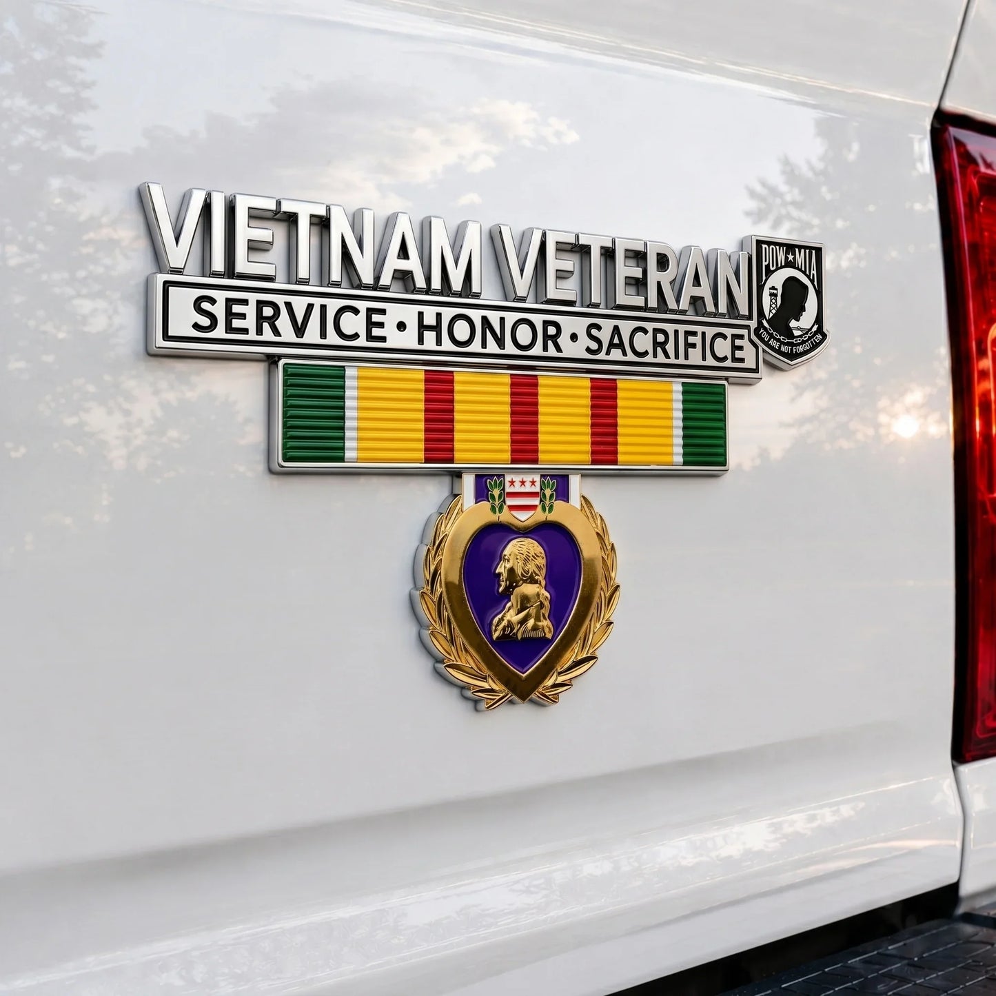 🇪🇸 Promoción: 49% DE DESCUENTO 🎖️- Insignia metálica de emblema para coche "Tributo al veterano de Vietnam"