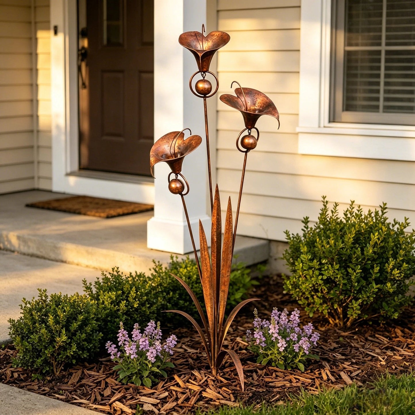 🏡Three Calla Lilies Garden Stake with Bells