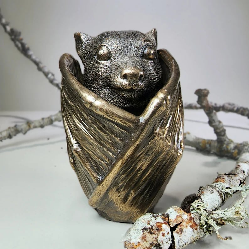 π¦ππBronze bat trinket cup, Gothic home decor, bat jewelry box