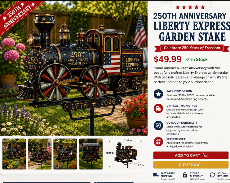 🔥Limited time 55% OFF🔥🚂USA 250 “Liberty Express” Train Garden Wind Spinner -✈️ (Free Delivery Fee)