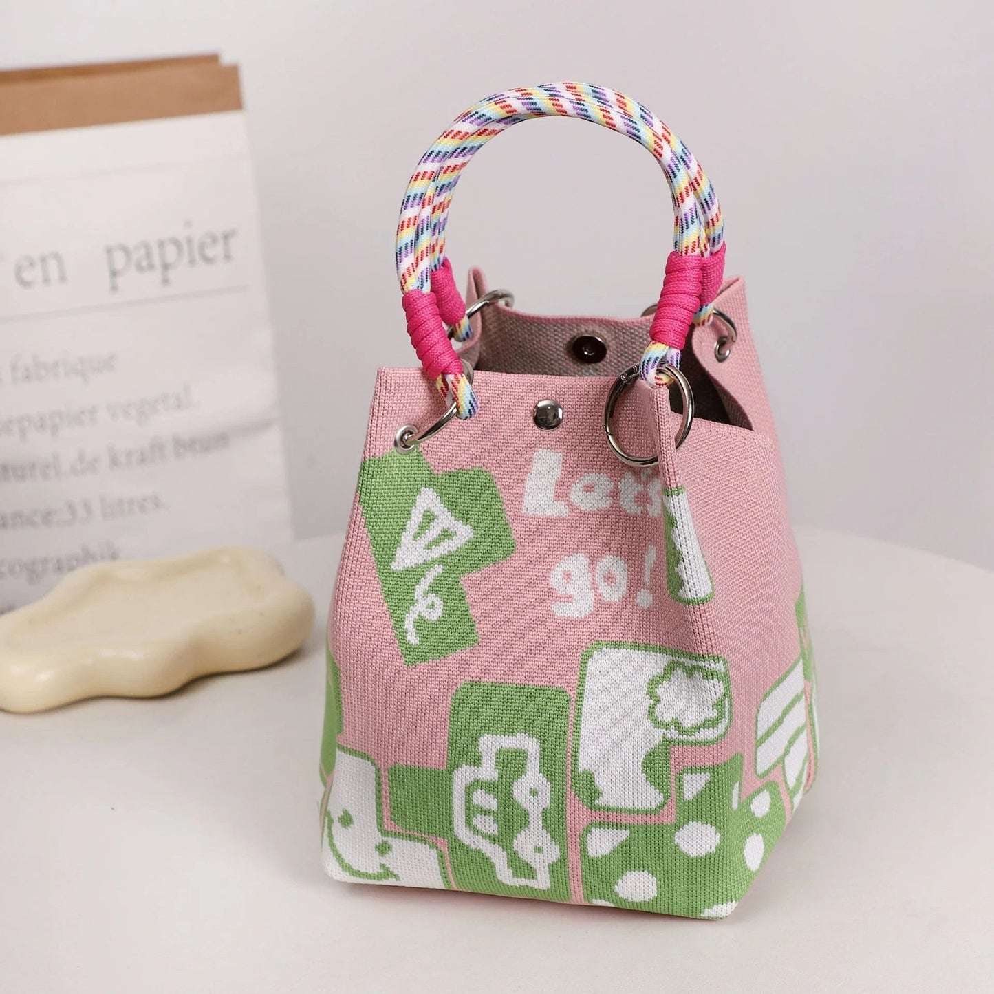 ๐๐
Boho Woven Polyester Bucket Bag