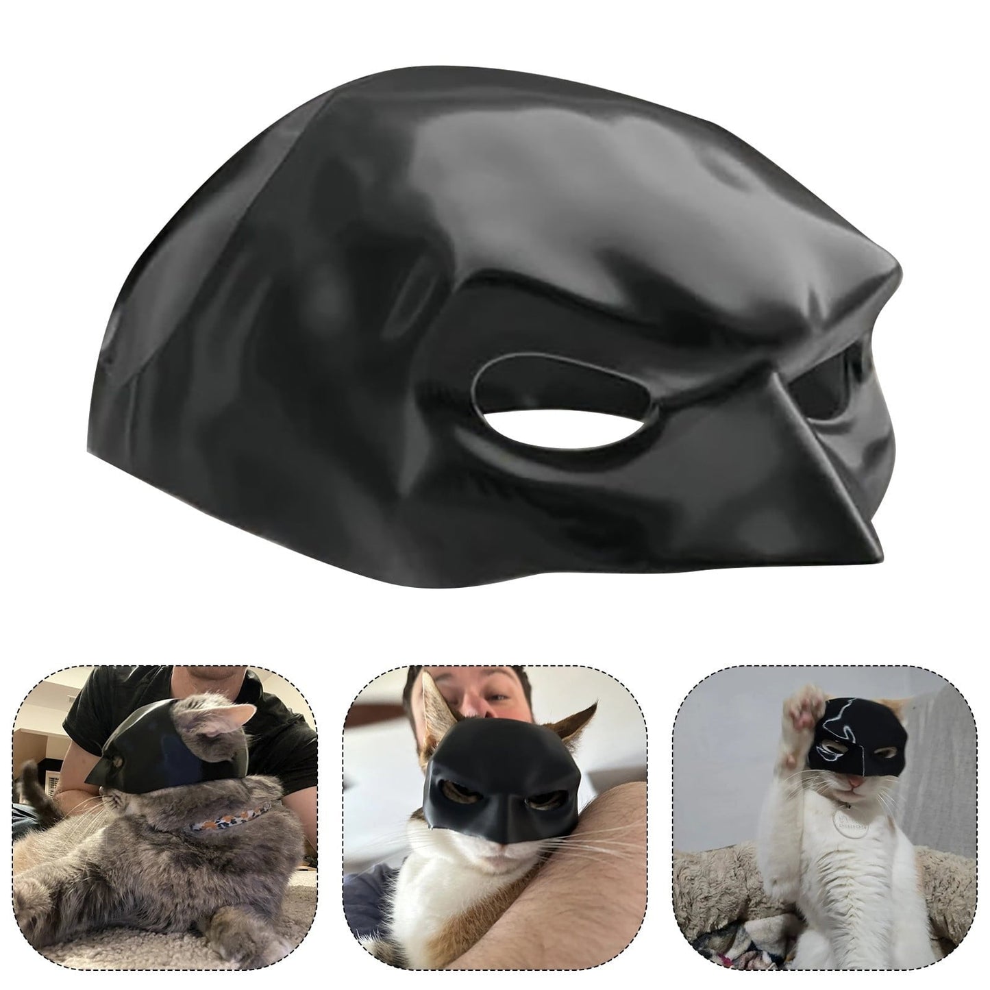 🎭Black Bat Cat Mask🐈 – Handmade Superhero Cosplay for Indoor Cats