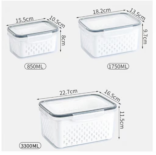 🔥Household transparent plastic food storage box-Including drain basket💧