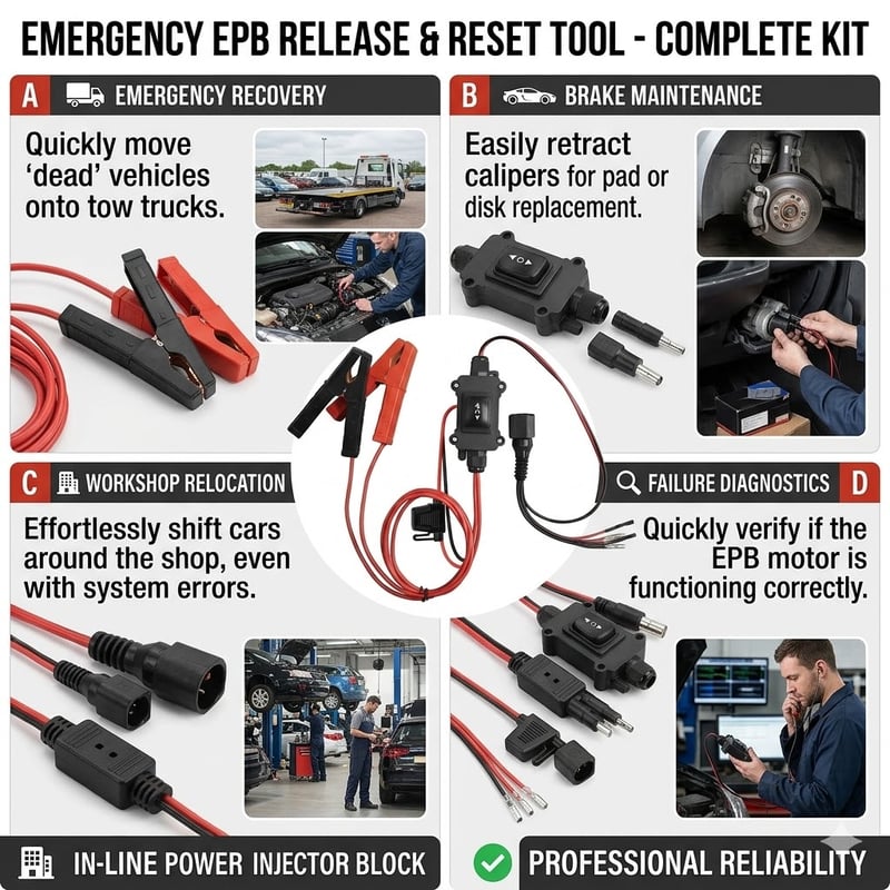 š„Universal EPB Emergency Release Tool ā 40A Fuse & Dual-Channel Forward/Reverse Control for Electronic Parking Brake