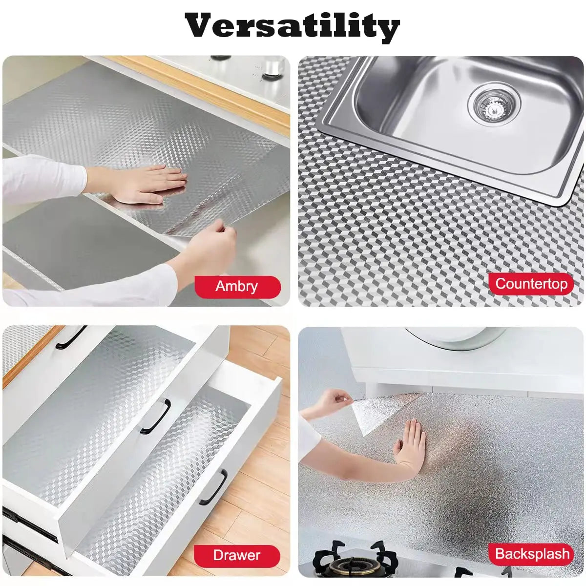 Rollo de Papel Tapiz Adhesivo de Acero Inoxidable a Prueba de Aceite para Cocina