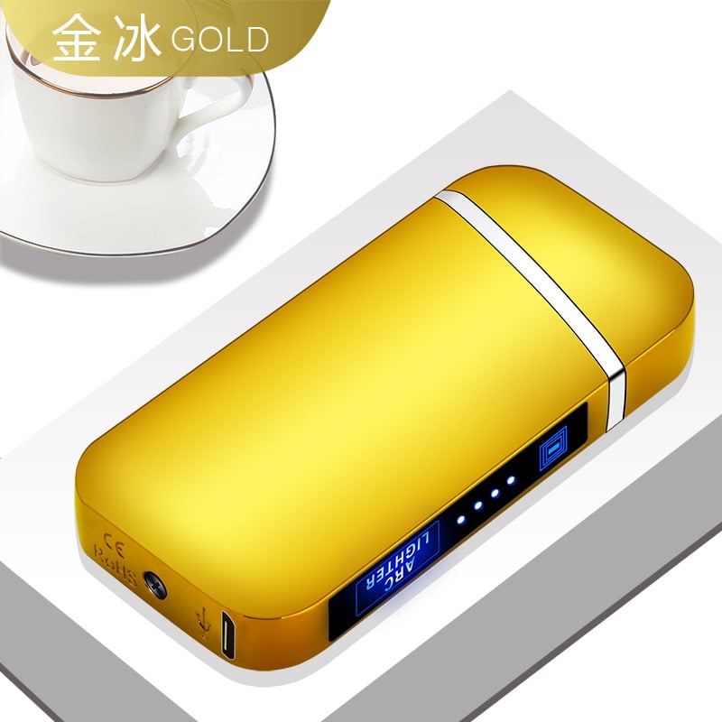 Metal Electric Lighter, Dual Arc, Windproof, LED Battery Indicator, Automatic Protection