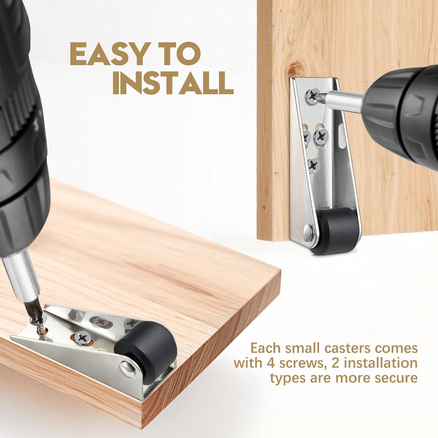 π8-Pack Mini Rigid Caster Wheels for Furniture and Door Sinking Repair