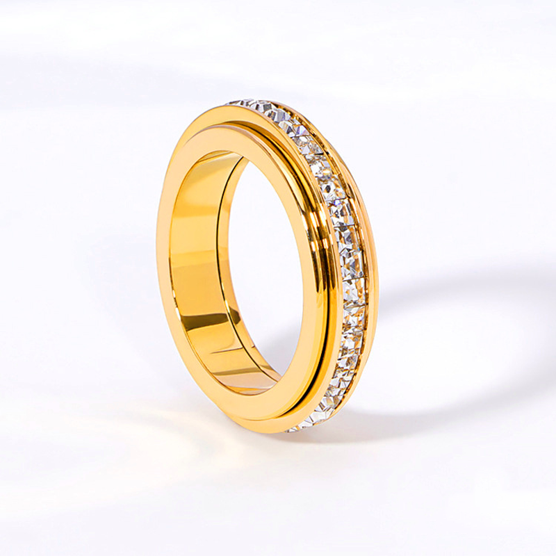 📢📢57% OFF !! ⏰Titanium Steel Rotatable Spinner Ring with Zirconia