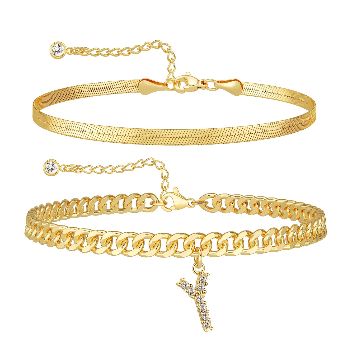 Initial Letter Design Anklet Set for Women