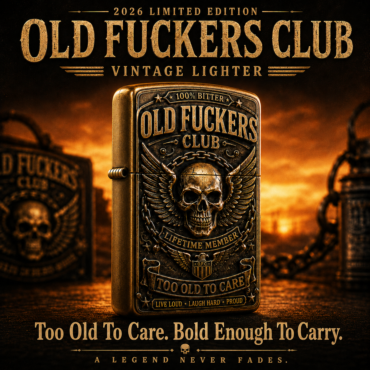 ☠️ Old Fuckers Club Vintage Lighter | 2026 Limited Edition Collectible Metal Lighter