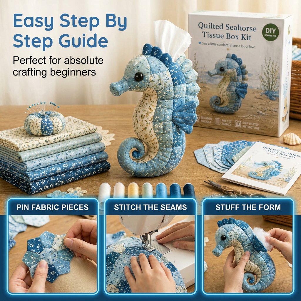 🧵 DIY Ocean Animal Tissue Box Sewing Kit – Fun Animal & Ocean Friends! 🌟