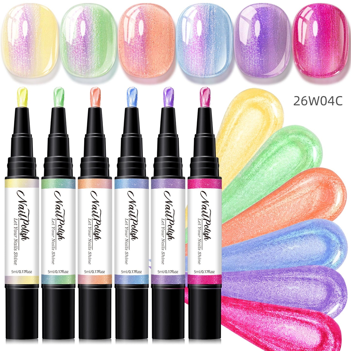 6PCS One-Step Gel Nail Art Pen Set
