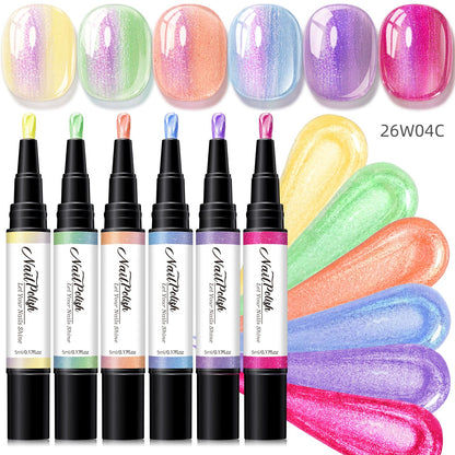 6PCS One-Step Gel Nail Art Pen Set