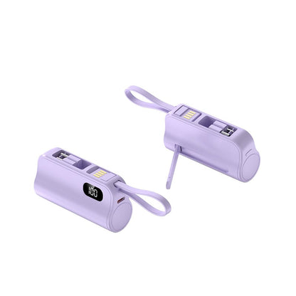 Mini Capsule Power Bank: 5000mAh Pocket-Sized Charger with Built-in Cable