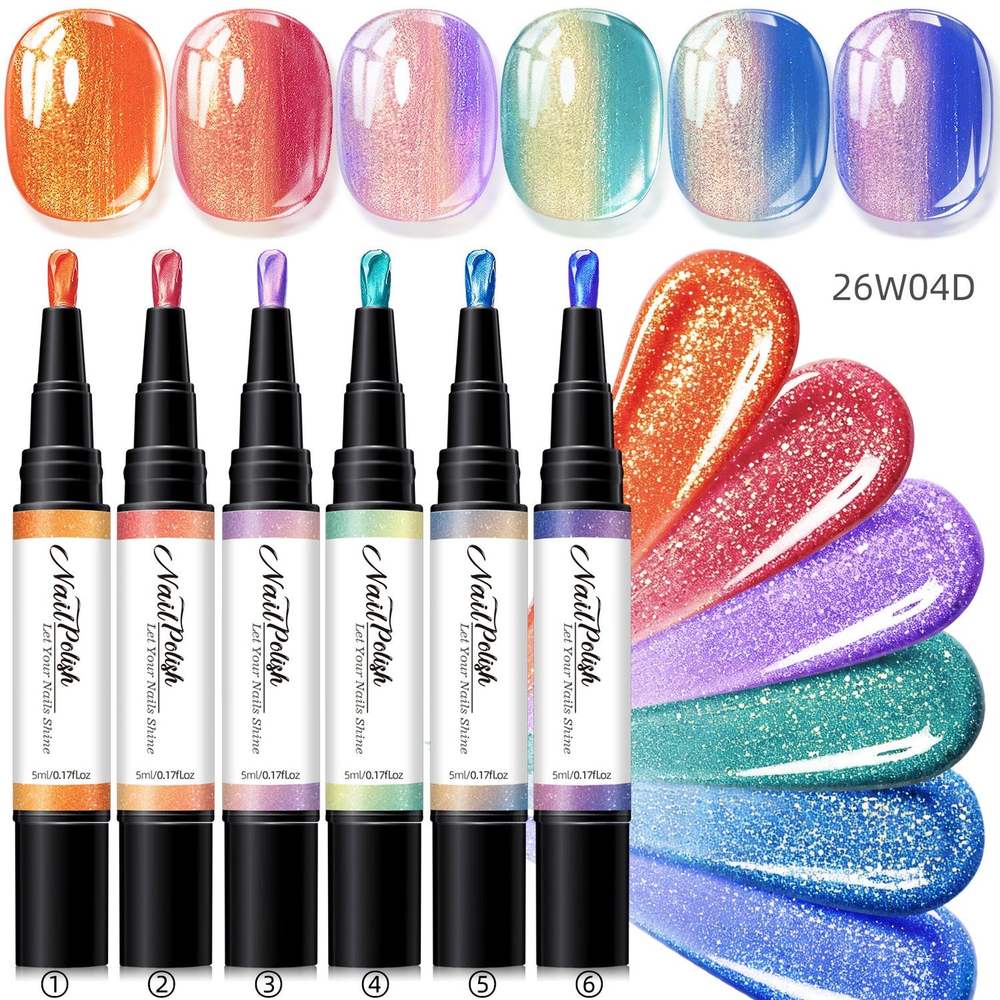 6PCS One-Step Gel Nail Art Pen Set