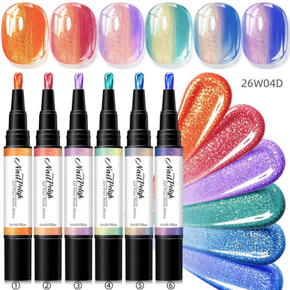 6PCS One-Step Gel Nail Art Pen Set