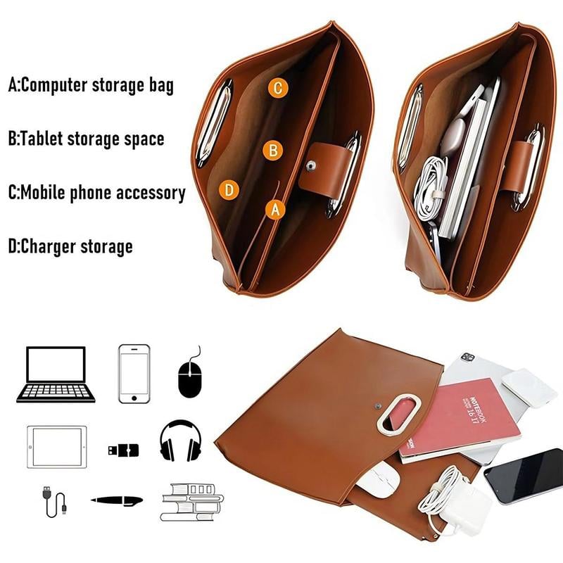 Bolsa de cuero impermeable para portátil de 14-16 pulgadas, 2 unidades, para mujer, tipo bolso de mano
