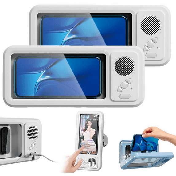 🔥Waterproof Bluetooth Shower Phone Holder - 480° Rotation with Speaker