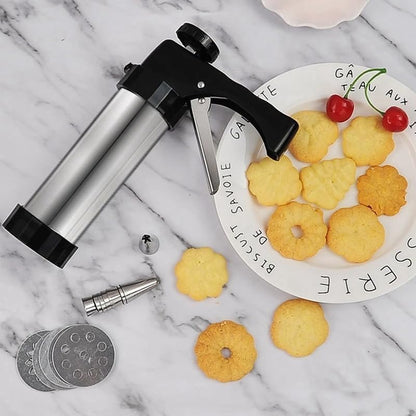 Stainless Steel Cookie Press with 13 Discs & 8 Nozzles
