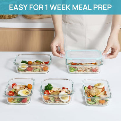 🔥18 Pack Glass Food Storage Containers with Lids🚨-Glass jars that are microwave, oven, and freezer safe!