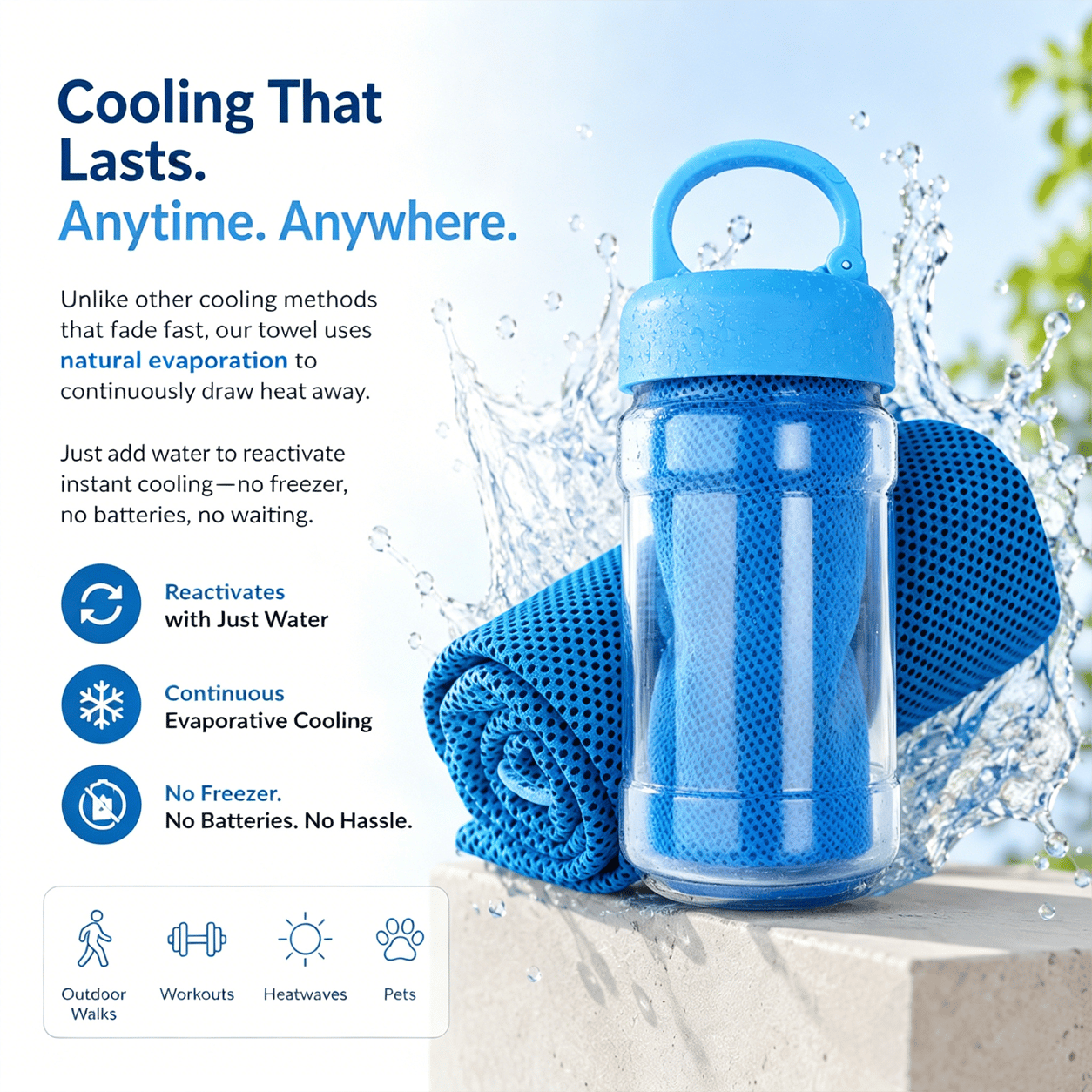 🎉BUY 1 GET 1 FREE🌞Cooling Bottle - Cold Sweat Towel You Can Use Anywhere, Anytime! Reusable Soft Absorbent Cooling Portable
