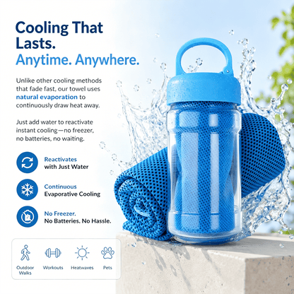 🎉BUY 1 GET 1 FREE🌞Cooling Bottle - Cold Sweat Towel You Can Use Anywhere, Anytime! Reusable Soft Absorbent Cooling Portable