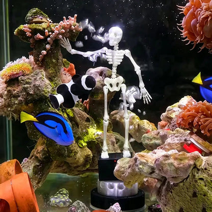 Dancing Skeleton Aquarium Ornament with Bubbles