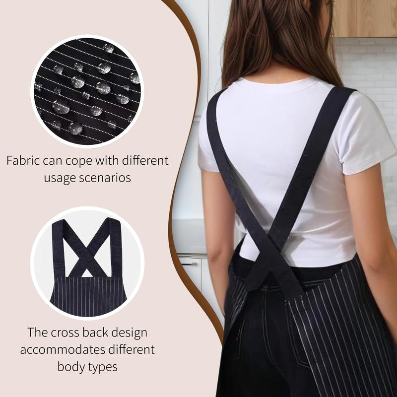 Unisex apron with pockets, featuring a cross-back strap design and including a towel