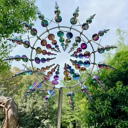 Vibrant Spinning Yard Art