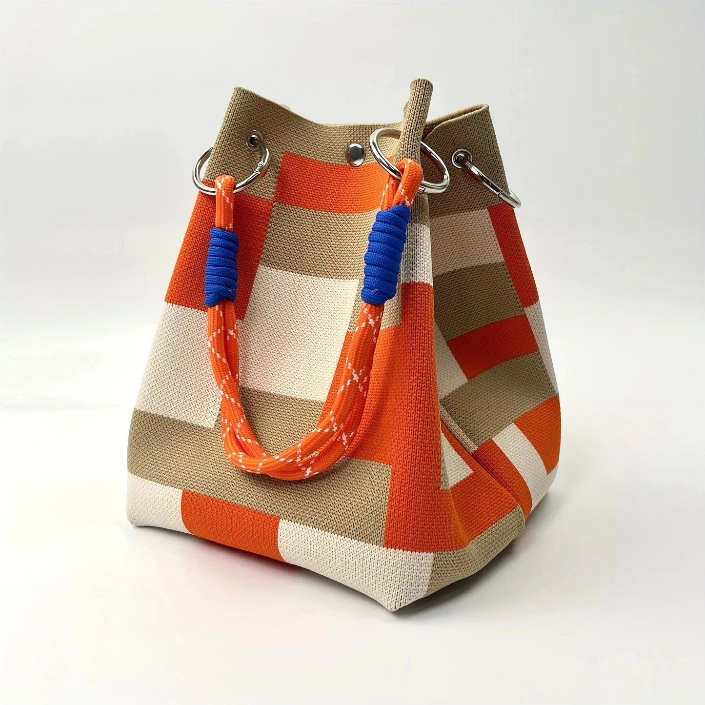 👜🏅Boho Woven Polyester Bucket Bag