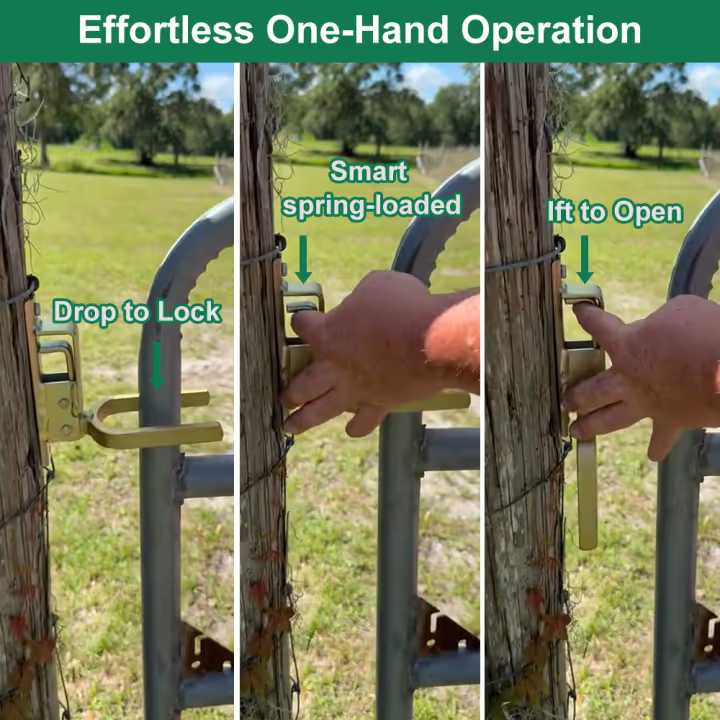 🔒Instant Locking Gate Latch – Prevents Cattle, Sheep & Horses From Escaping