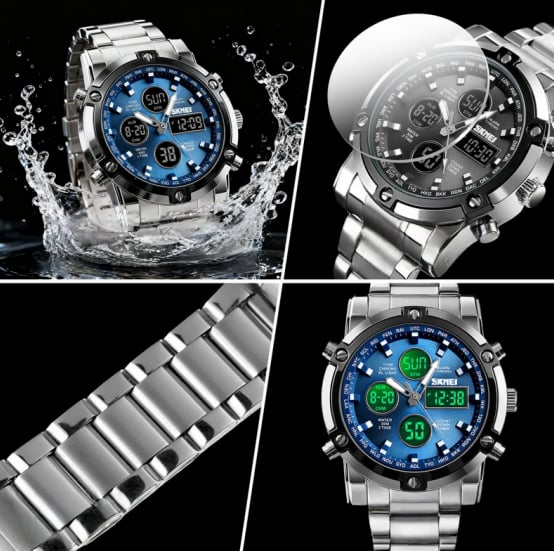 Waterproof Military Watch for Men – Analog-Digital, Stainless Steel & Shock-Resistant 🛡️
