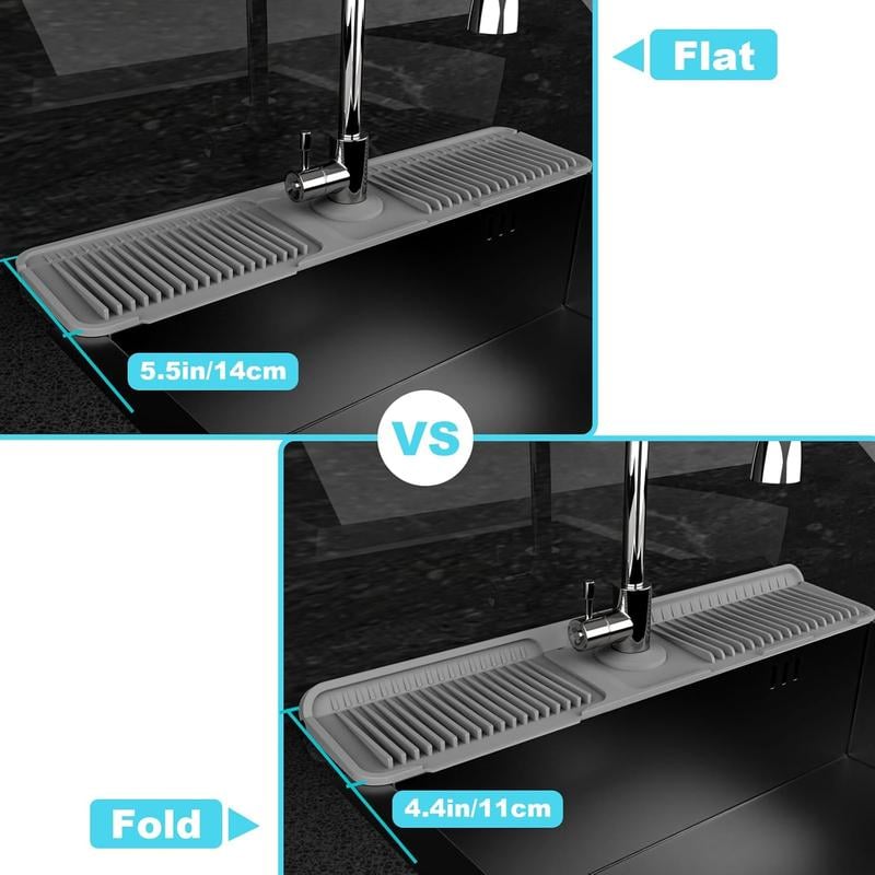 💖Kitchen Sink Faucet Mat, Silicone Folding Splash Guard