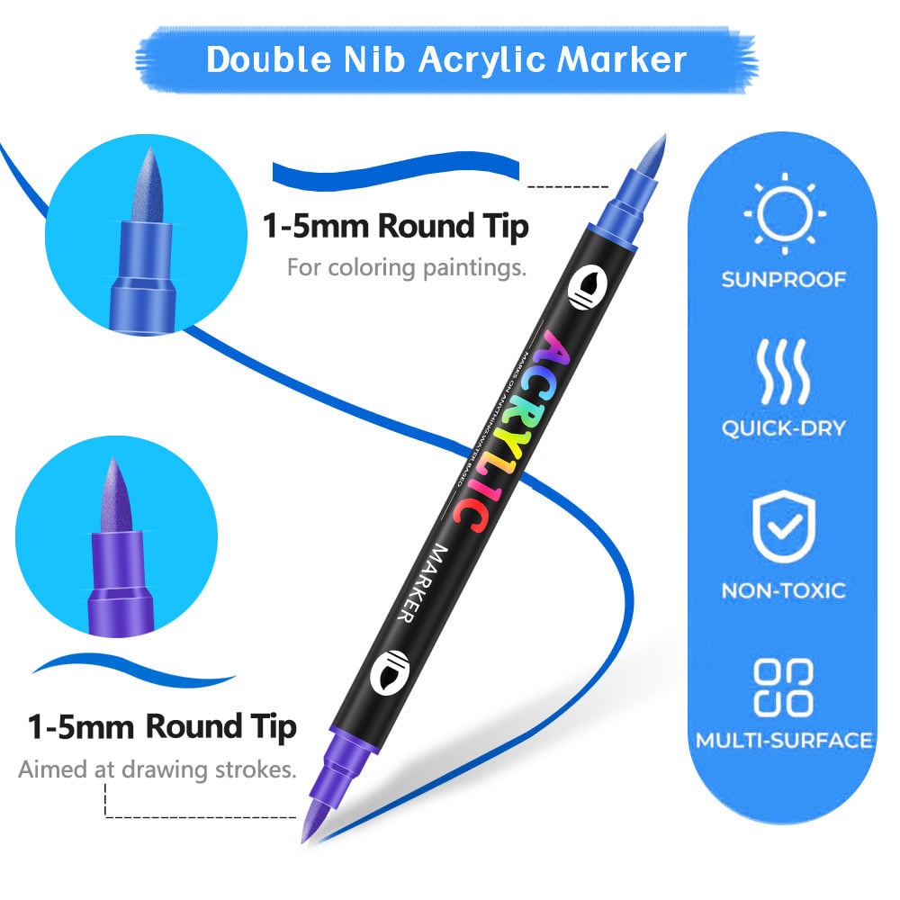🔥Last Day Promotion-49%OFF - Dual Tip Acrylic Paint Pen Marker - 24/48Colors