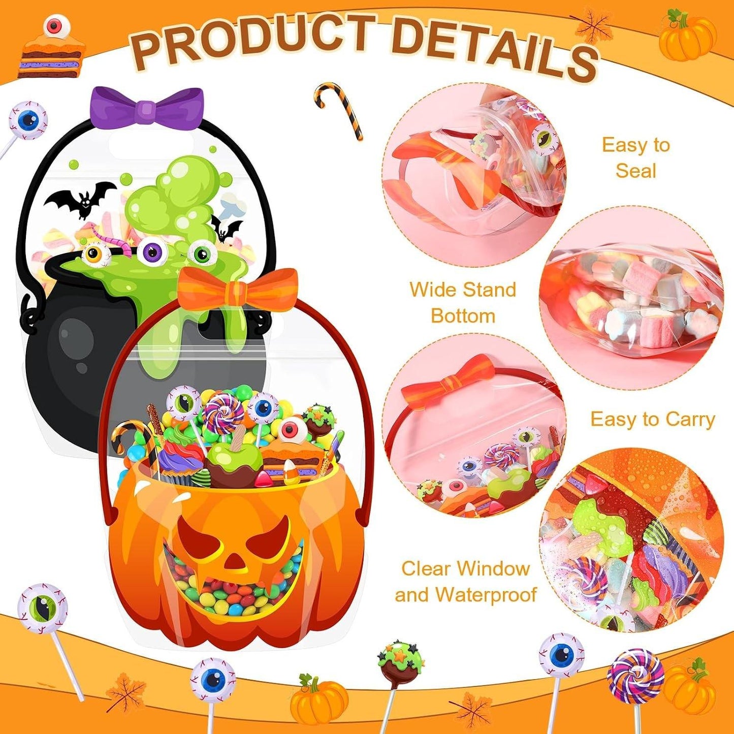 Halloween Goodie Bags Plastic Candy Gift Bags with Handle