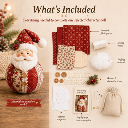 🔥 50% OFF - 🎄 Patchwork Fabric Doll DIY Kit