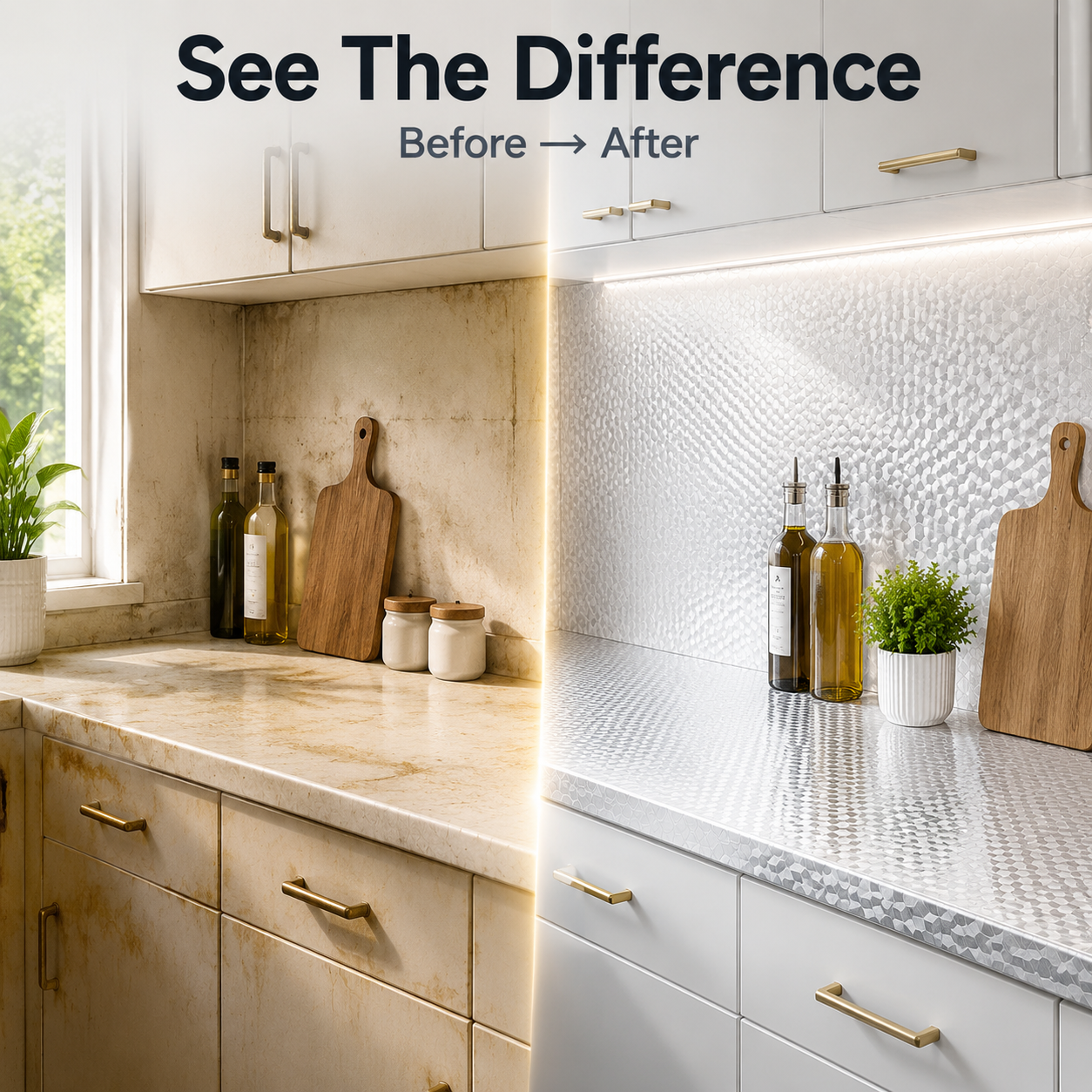 🔥 LAST DAY 50% OFF-Peel & Stick Kitchen Makeover Film – Waterproof DIY Countertop & Cabinet Cover