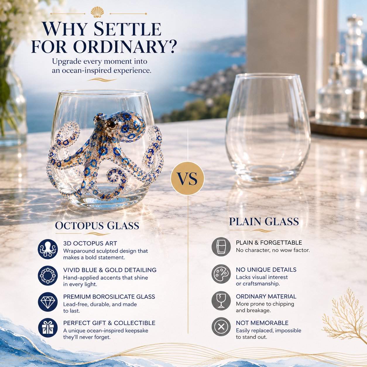 🔥HOT SALE🔥🌊Artisanal Blue Ringed Octopus Glassware