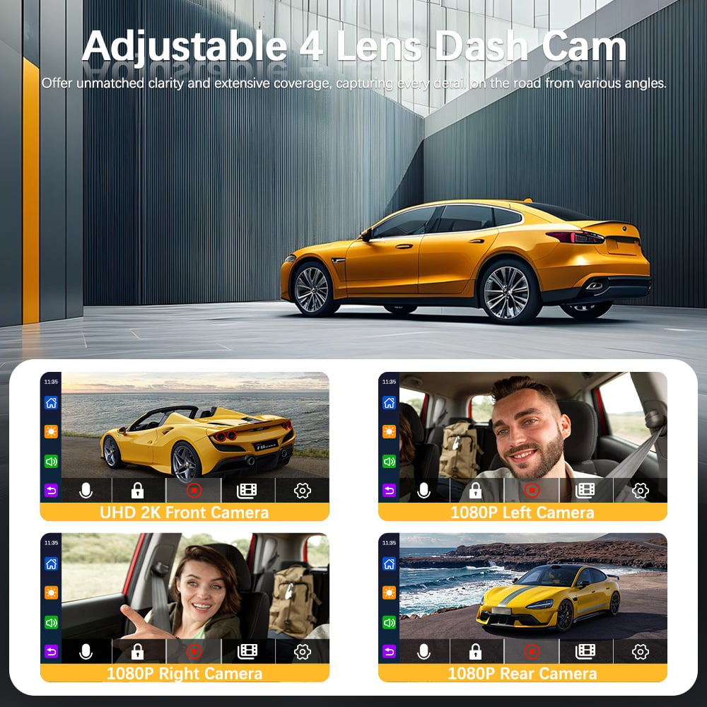🔥360° Car DVR WiFi 4Channels Dash Cam Video Recorder