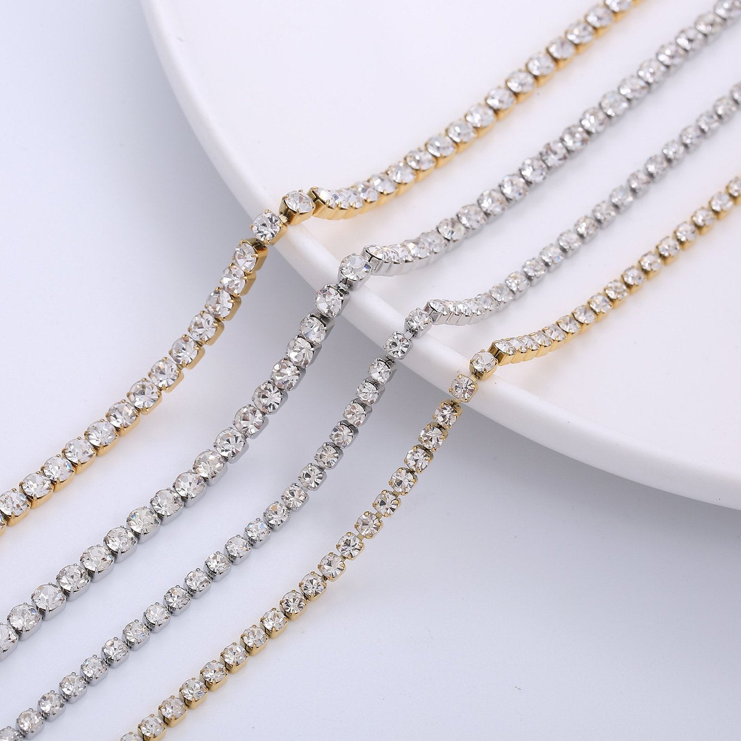 💥"Crystal' Tennis Necklace  +  Free  Bracelet