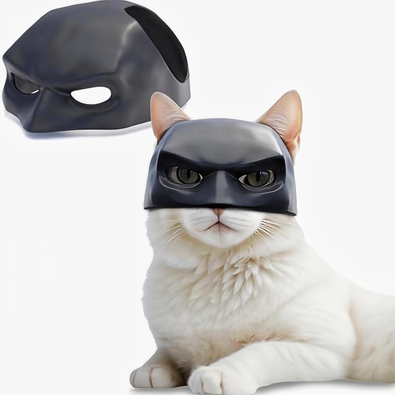 🎭Black Bat Cat Mask🐈 – Handmade Superhero Cosplay for Indoor Cats