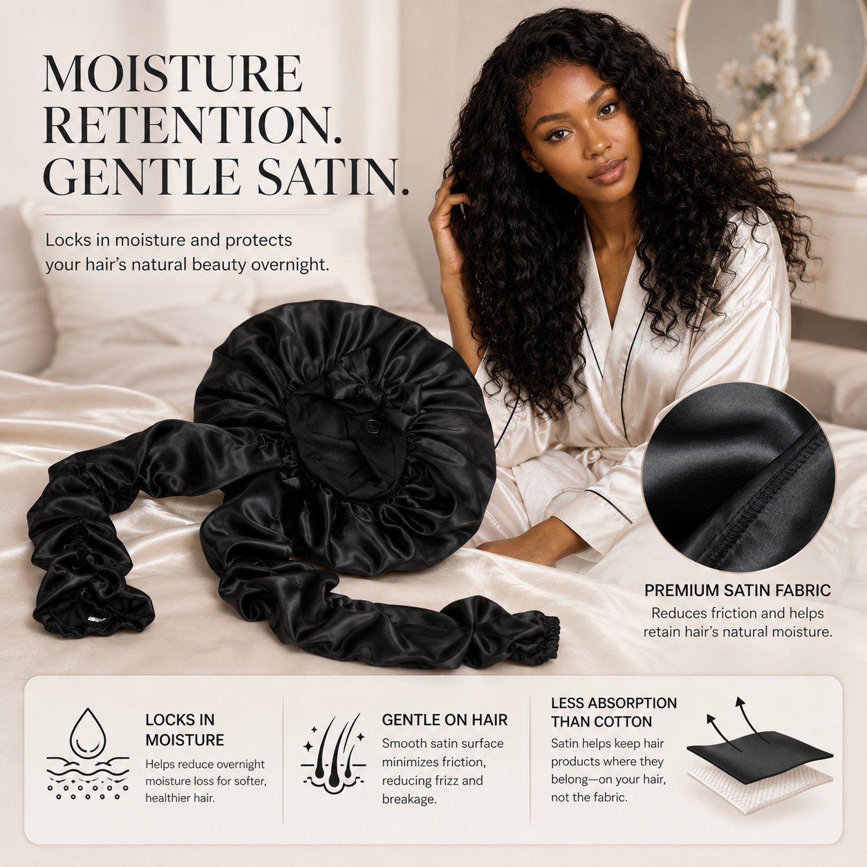 🔥Silk Bonnet for Long Curly Hair