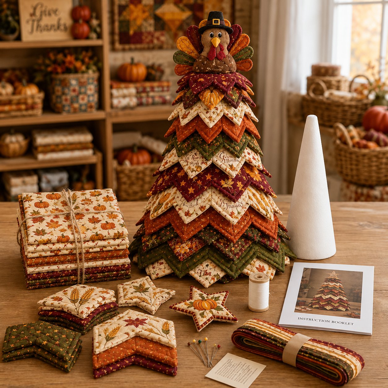 🔥50% OFF - 🎄Americana Christmas Tree Quilt Kit – Easy Layered Fabric Holiday Décor for Quilting Lovers