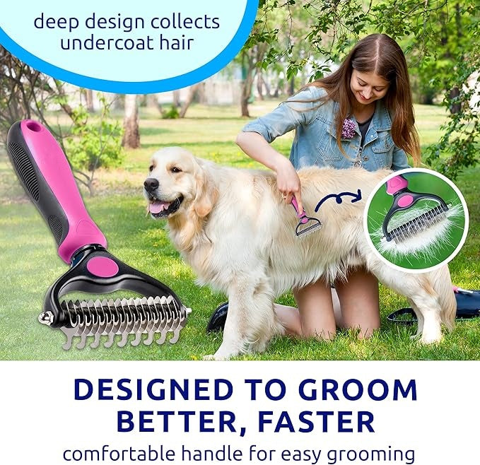 Professional Double-Sided Pet Grooming Rake
