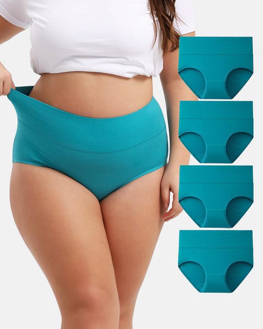 Paquete de 4 bragas cómodas de talle alto para tallas grandes