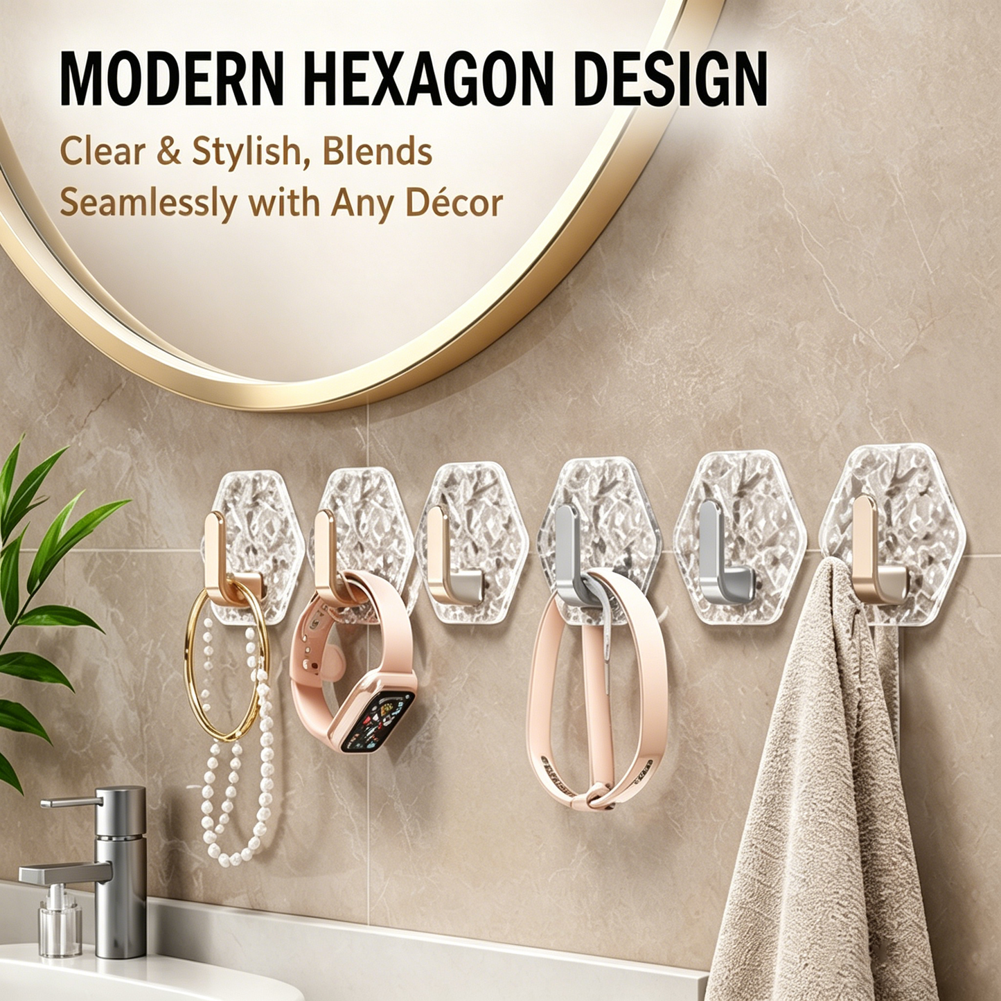 10PCS Modern Hexagon Adhesive Hooks