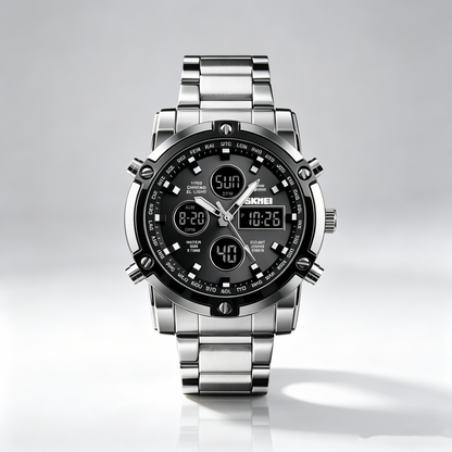 Waterproof Military Watch for Men – Analog-Digital, Stainless Steel & Shock-Resistant 🛡️