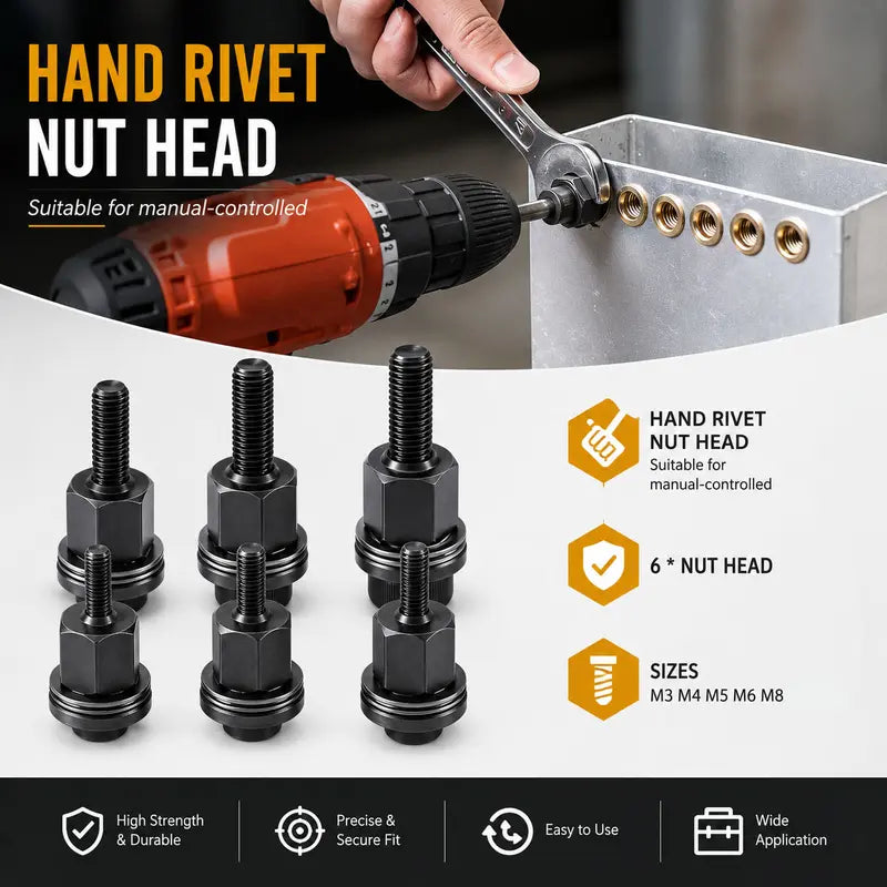 ⏳Time-Limited Special⏰Rivet Gun Head & Nutsert Cap Set | Heavy-Duty Steel Fastening Tool | Portable Kit for Automotive, Sheet Metal & Industrial Use