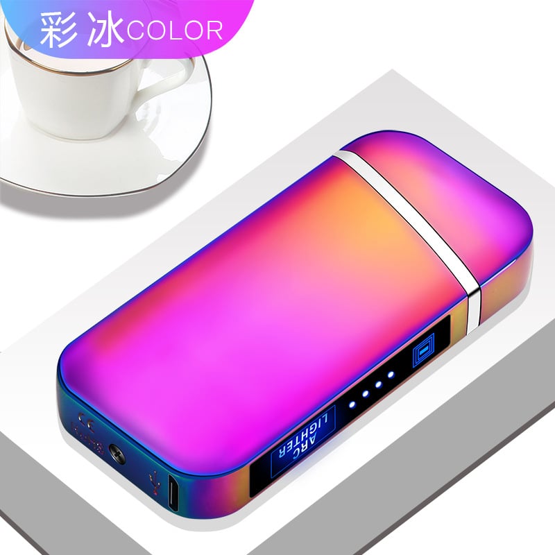 Metal Electric Lighter, Dual Arc, Windproof, LED Battery Indicator, Automatic Protection