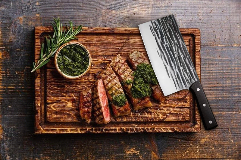 Handmade ultra-sharp meat cleaver and bone cleaver for the kitchen